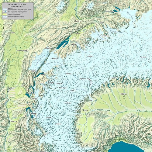 Paléogéographie des Alpes du nord au stade des Lacs