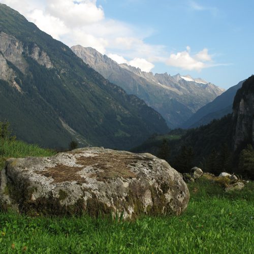 Bloc de granite de l'Aar en rive gauche du verrou du Kirchet