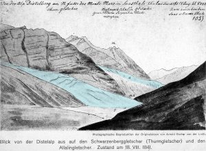 Dessin réalisé par Escher von der Linth, 1841