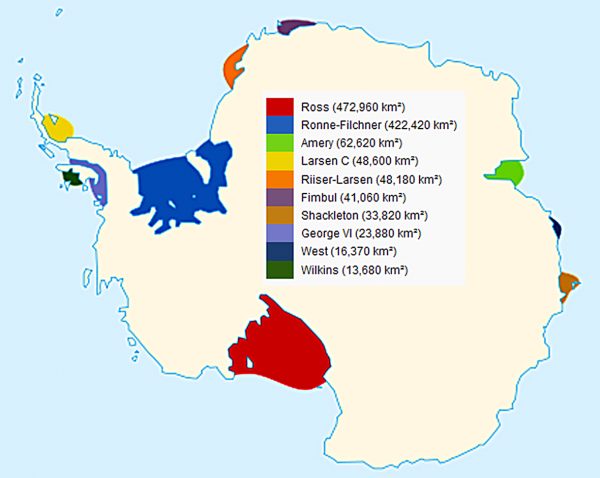 Cartographie des shelves autour de l’Antarctique