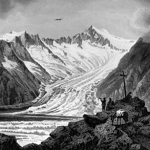 Confluence des glaciers de Mittelaletsch et d’Aletsch,1860