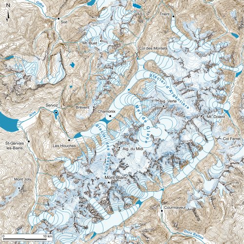 Paléogéographie du massif du Mont-Blanc au Dryas Récent, 12 000 BP 