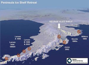 perte de volume au niveau de la péninsule Antarctique