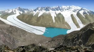 La mer de Glace au Dryas récent, vue du Brévent ©CNM