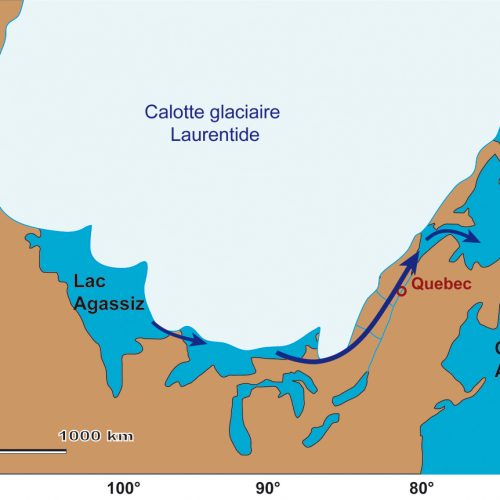 Le lac Agassiz se vidange par la vallée du Saint Laurent