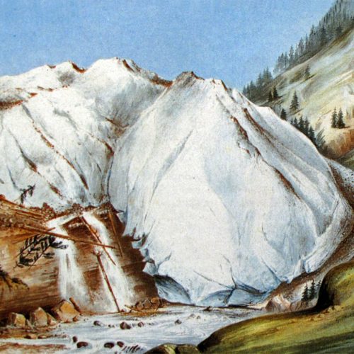 Le glacier en crue, gravure de Hogard 1849