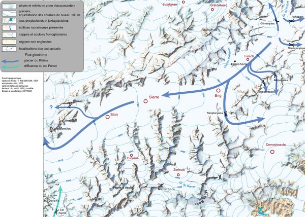 Haute vallée du Rhône, diffluences vers les appareils Italiens