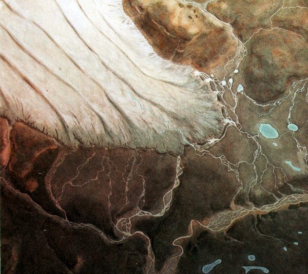 Reconstitution de la langue terminale du glacier de l'Aar (maquette Musée d'histoire naturelle de Berne)