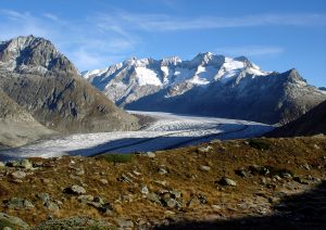 La grande moraine rive gauche entre Moosfluh et Riederfurka