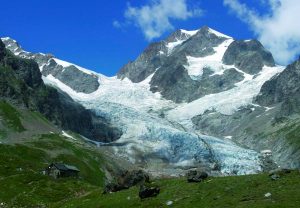 Exemple de glacier tempéré : le glacier de la Lée Blanche dans le Val Veni