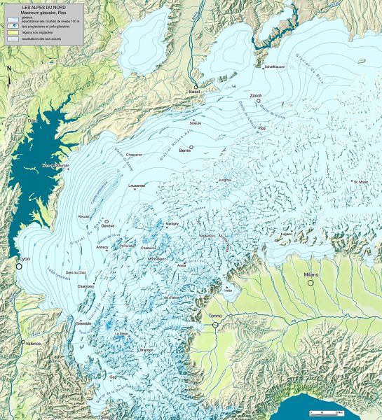 Les Alpes Nord-occidentales au maximum de la glaciation du Riss (MEG)