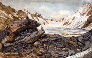 L'hôtel des neuchâtelois, glacier de l'Unteraar vers 1840
