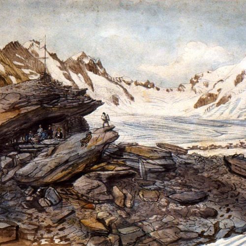 L'hôtel des neuchâtelois, glacier de l'Unteraar vers 1840