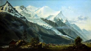 Chamonix vers 1820, peinture à l'huile